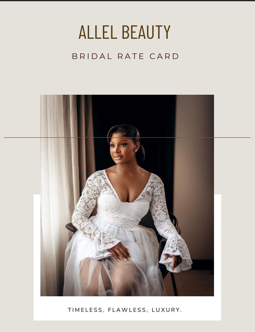 Allel Beauty — Bridal Rate Card Cover